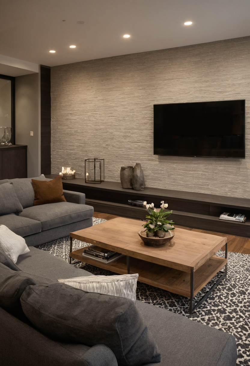 Sightlines and media walls control sofa placement in living rooms with TVs, fireplaces, or views shown in a luxury residential interior